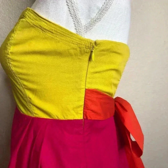 MAEVE Strapless Color Block Dress Smocked back 2 - Picture 6 of 13